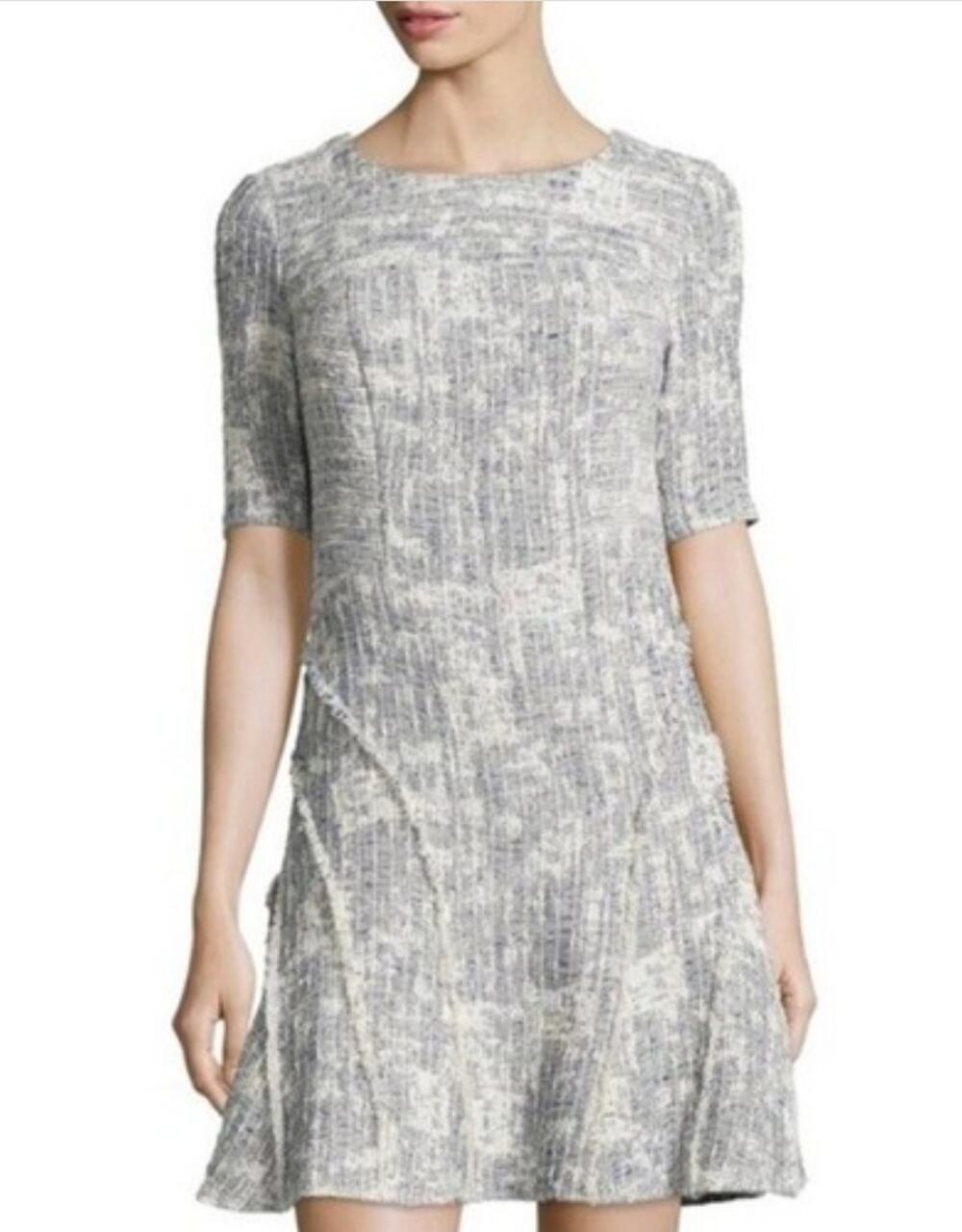 Derek Lam Crosby Fit and Flare Gray Textured Mini Dress Old Money Size 10